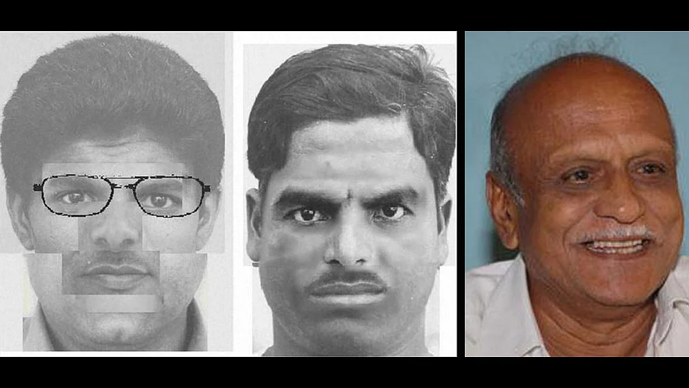 The two suspects in the case (L), and murdered Kannada scholar MM Kalburgi (R). 