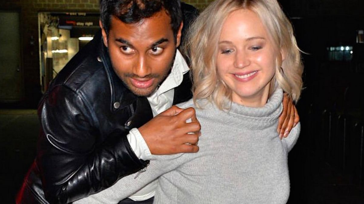 Aziz Ansari and Jennifer Lawrence. (Photo courtesy: Twitter/@ELLEmagazine)