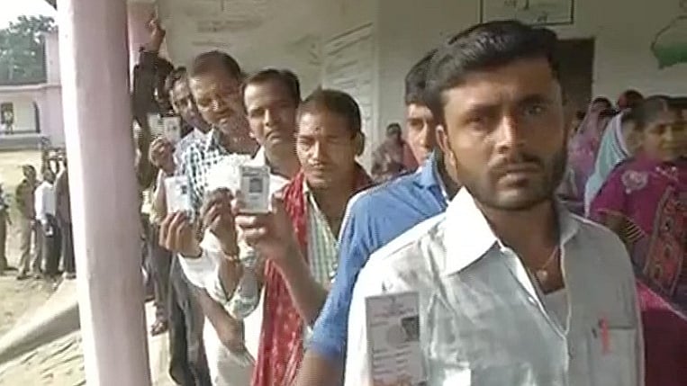 Polling underway in Bihar for 49 assembly seats. (Courtesy: ANI screengrab)