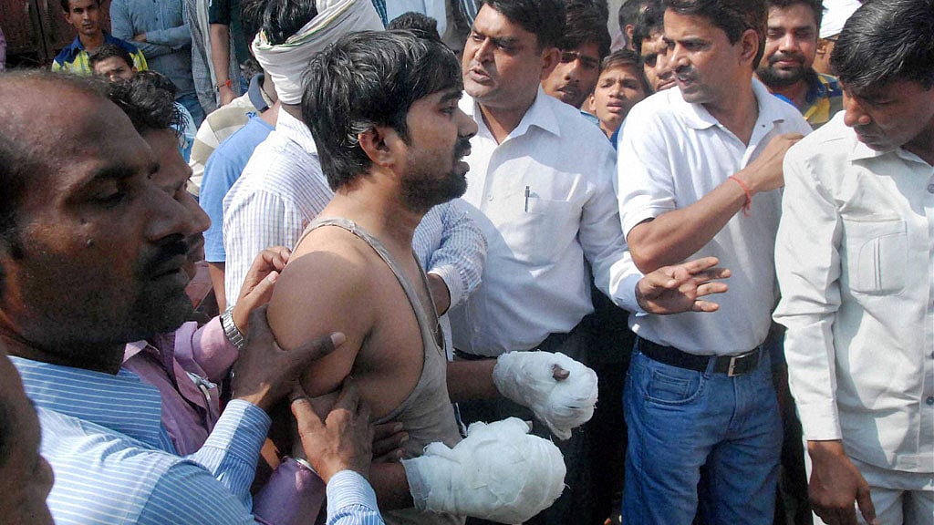 Jitender, after his house was set on fire in Ballabgarh,  Faridabad on Tuesday. (Photo: PTI)