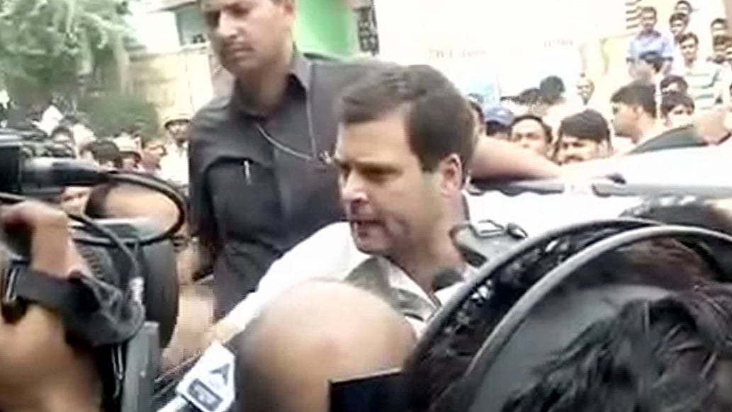 Rahul Gandhi loses his cool after being asked if his visit to the Dalit family in Faridabad. (Photo: ANI)