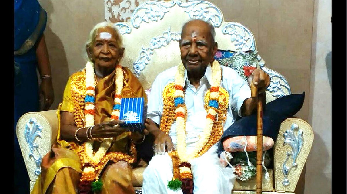 Natarajan  celebrated his 100th birthday with his 88-year-old wife Parameshwari. (Photo Courtesy: The News Minute)