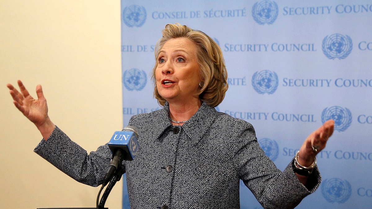 Former US Secretary of State, Hillary Clinton speaks during a press conference at the United Nations in New York. (Photo: Reuters)