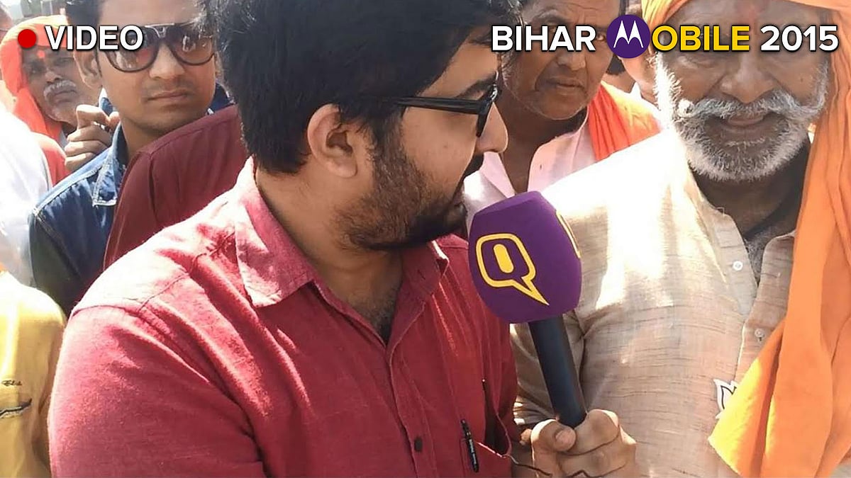 <b>The Quint’s</b> Aakash Joshi interviews BJP’s Sasaram candidate Jawahar Prasad. (Photo: <b>The Quint</b>)