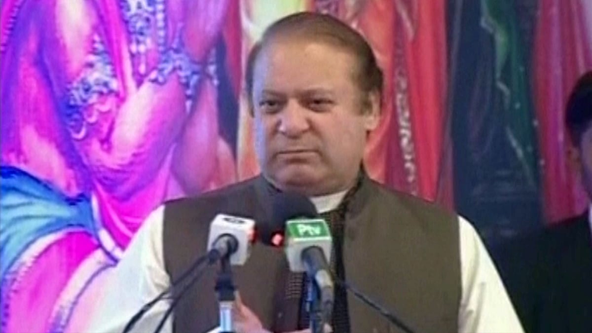 Pakistan Prime Minister Nawaz Sharif celebrating Diwali at a function in Karachi on Wednesday. (Photo: ANI screengrab)