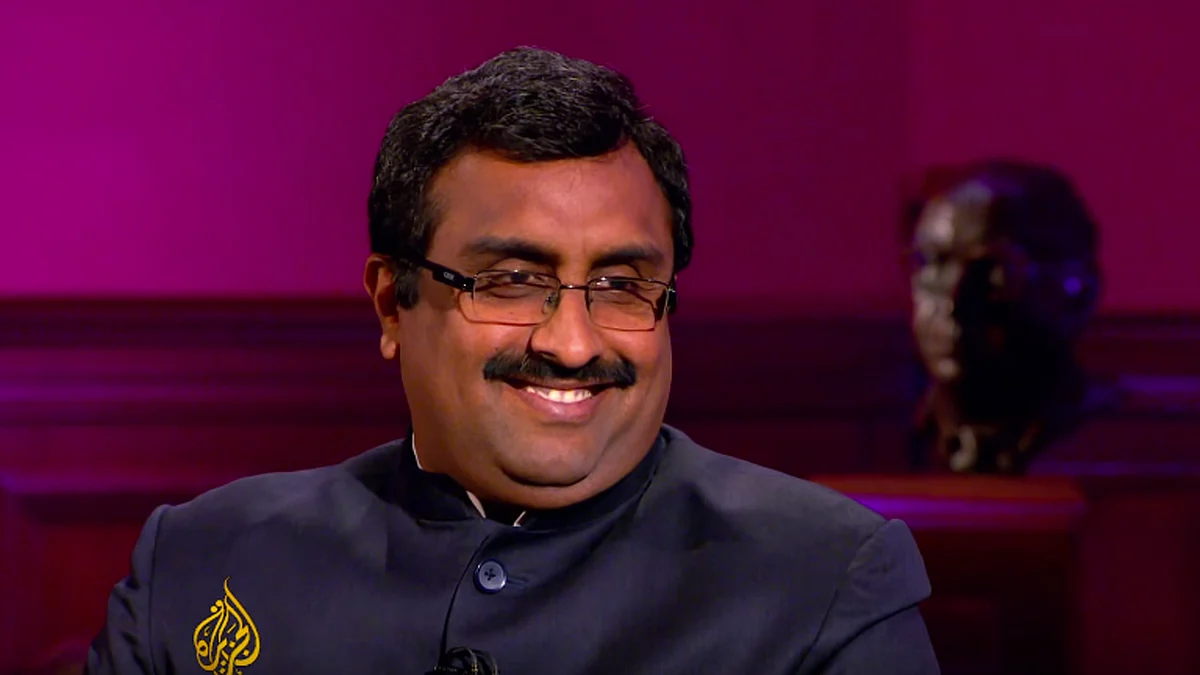 Ram Madhav in Head to Head with Al-Jazeera’a Mehdi Hasan. (Photo Courtesy: Screen grab Al-Jazeera’s Youtube Video)