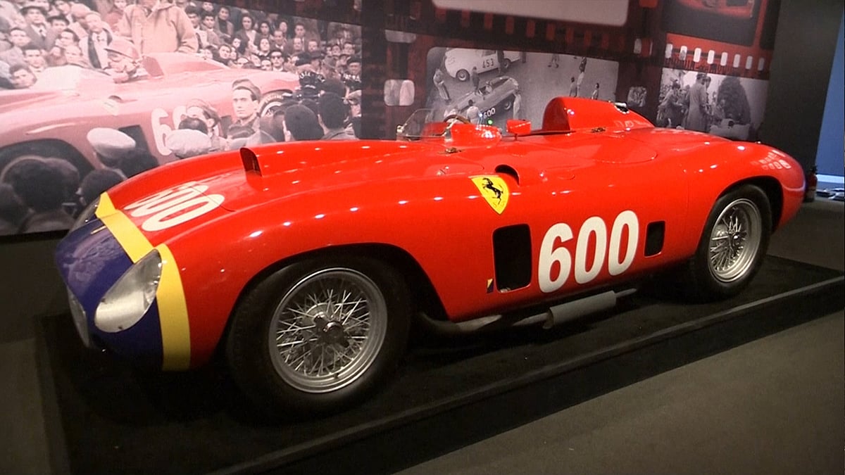 A 1956 Ferrari 290 MM by Scaglietti is going to be up for auction at Sotheby’s on 10 December in New York. (Photo: AP screengrab)