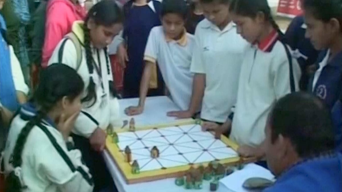 Children enjoying a game of bagh bakri in Nainital, Uttarakhand. (Photo: ANI screengrab)