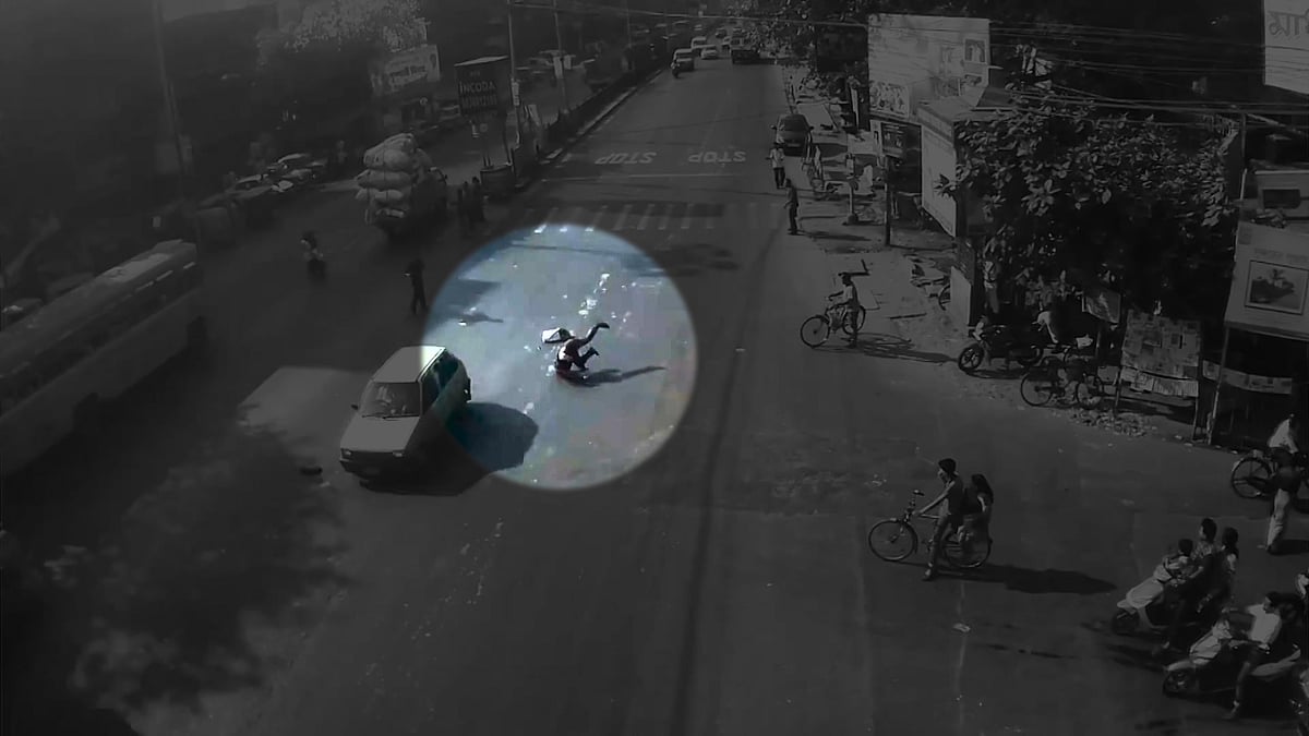  Indian traffic police have released terrifying clips of road accidents - showing people being knocked down by careless drivers. (Photo: AP screengrab)