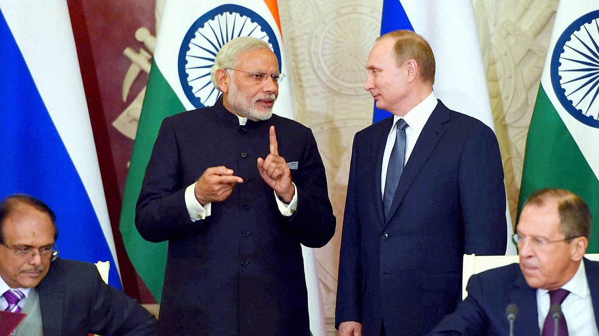 Prime Minister Modi and Russian President Vladimir Putin. (Photo: PTI)