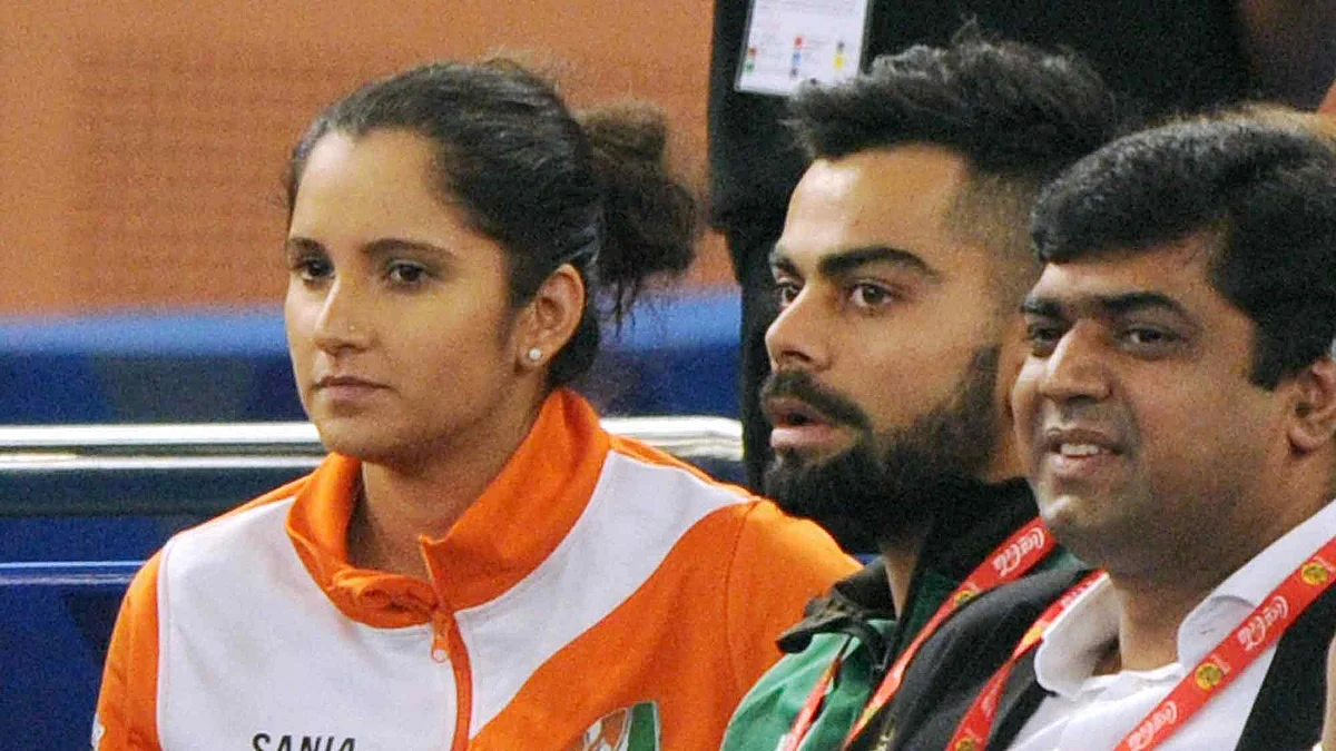 Indian tennis ace Sania Mirza stepped out to give Virat company as he watched the action unfold. (Photo: PTI)