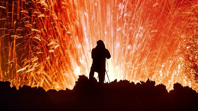A volcanic eruption as you’ve never seen it before. (Photo: AP screengrab)