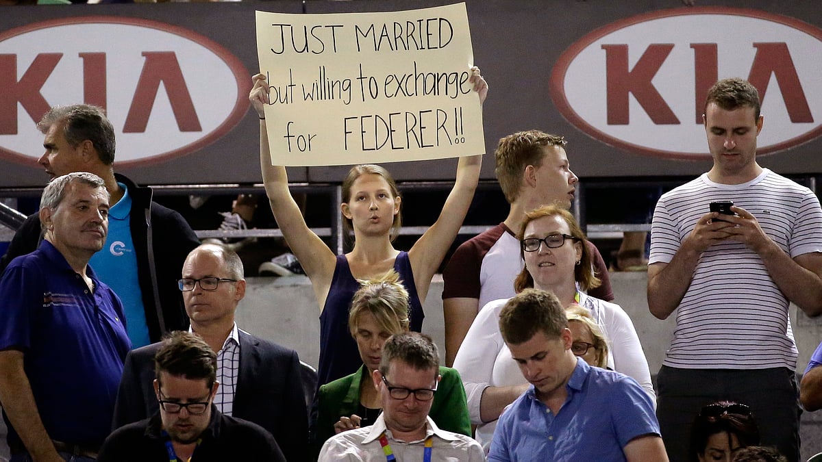 A female fan held up this banner.