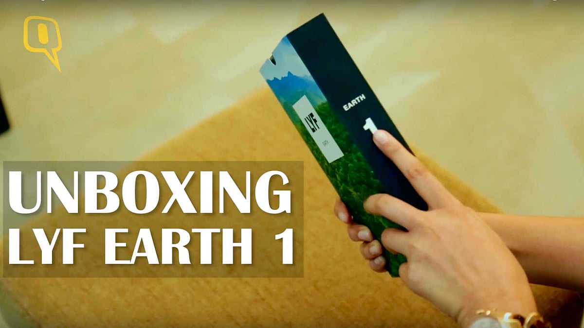Reliance upcoming smartphone LYF Earth 1 unboxed. (Photo: <b>The Quint</b>)