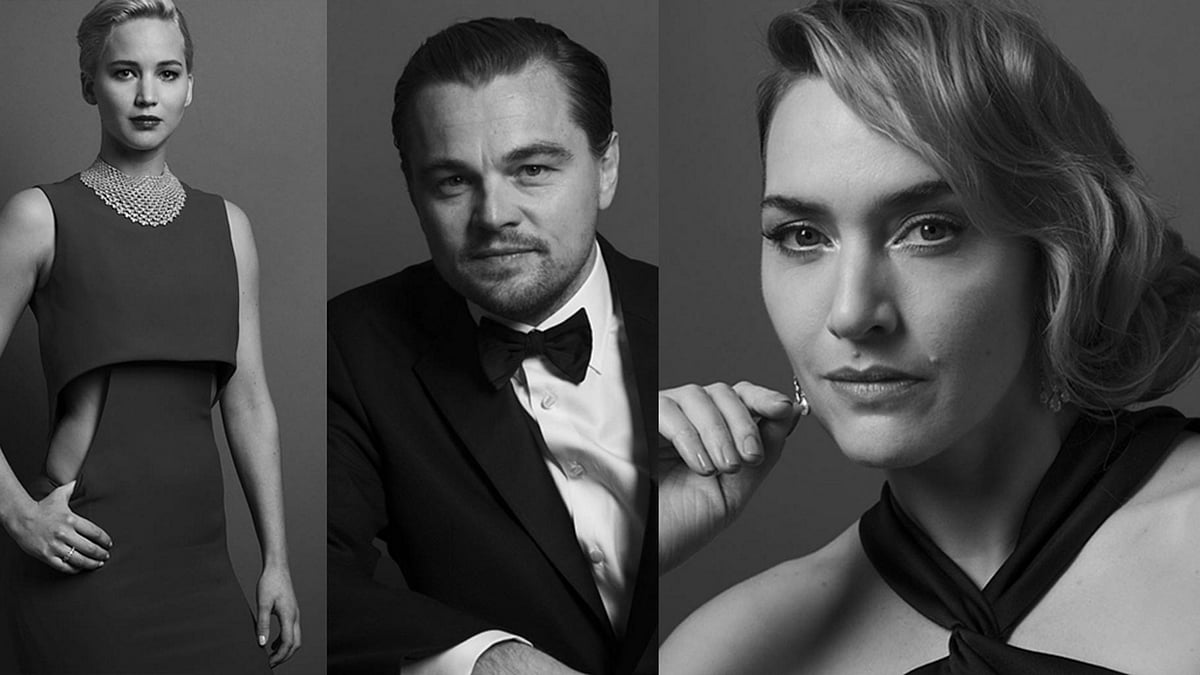 Jennifer Lawrence, Leonardo DiCaprio, Kate Winslet at the 73rd Golden Globe Awards (Photos: Instagram/GoldenGlobes)