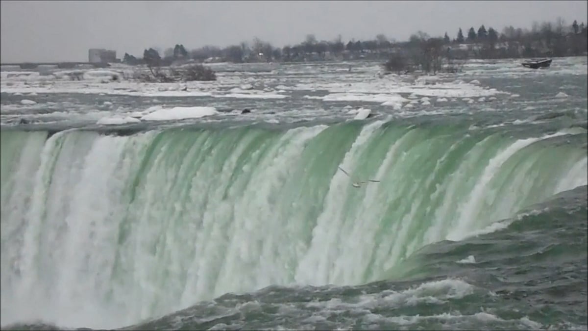 Record-shattering temperatures turn Niagara Falls into a beautiful frozen winter wonderland. (Photo: AP screengrab)