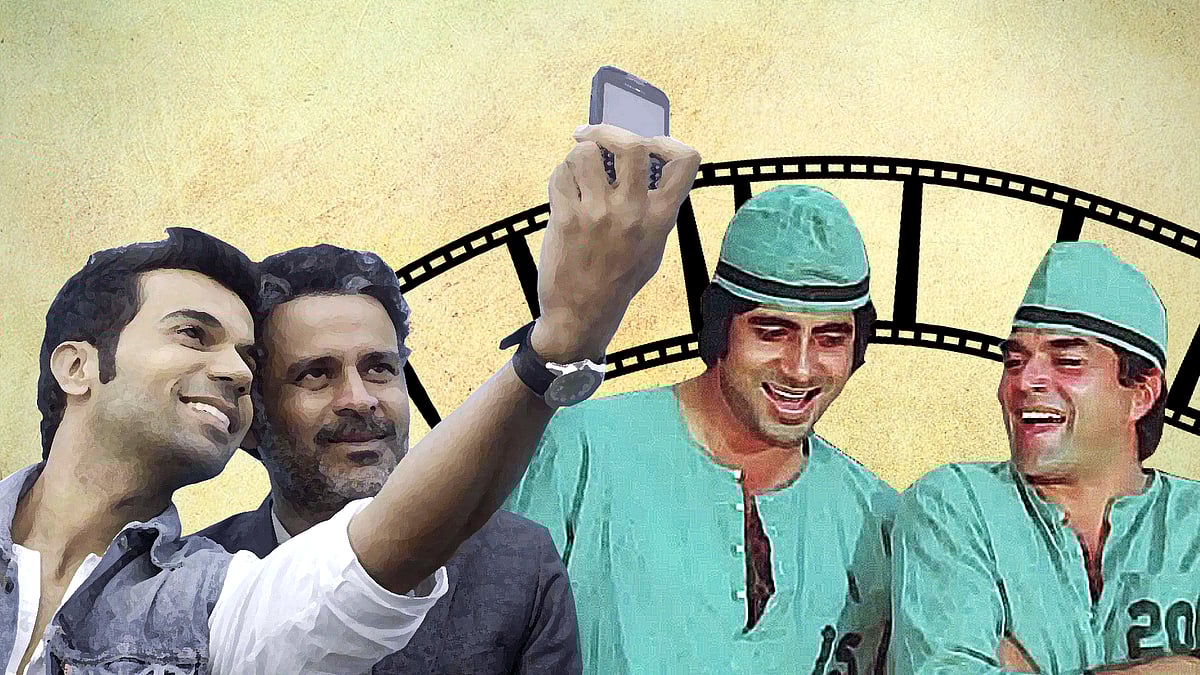 Rajkummar Rao and Manoj Bajpayee in <i>Aligarh; </i>Amitabh Bachchan and Dharmendra in <i>Sholay</i>