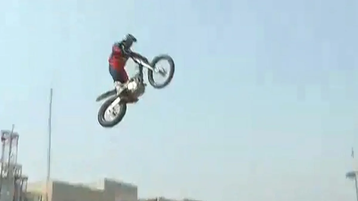 Incredible stunts by bikers at the Delhi Auto Expo 2016. (Photo: ANI screengrab)