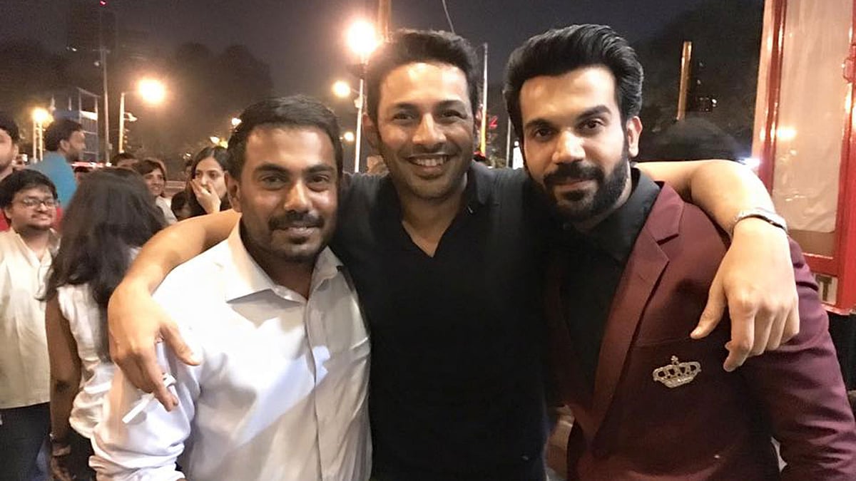 Journalist Deepu Sebastian, writer-editor Apurva Asrani and Rajkummar Rao at a screening of <i>Aligarh </i>(Photo courtesy: Facebook)