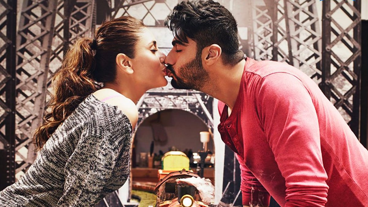 Kareena Kapoor gives her Ki & Ka co-star Arjun Kapoor, a sweet kiss for the film’s poster (Photo: Twitter/@arjunk26)