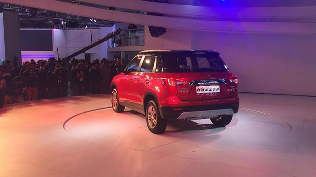 CEO Maruti Suzuki India unveiled the all new Maruti Suzuki Vitara Brezza marking the start of Delhi Auto Expo 2016 (Photo: <b>The Quint</b>)