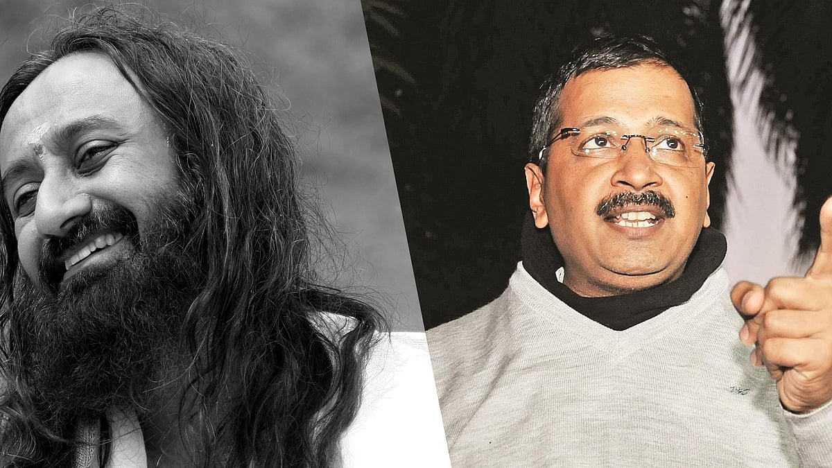 <div class="paragraphs"><p>  Sri Sri Ravi Shankar (left) and Delhi Chief Minister Arvind Kejriwal. </p></div>
