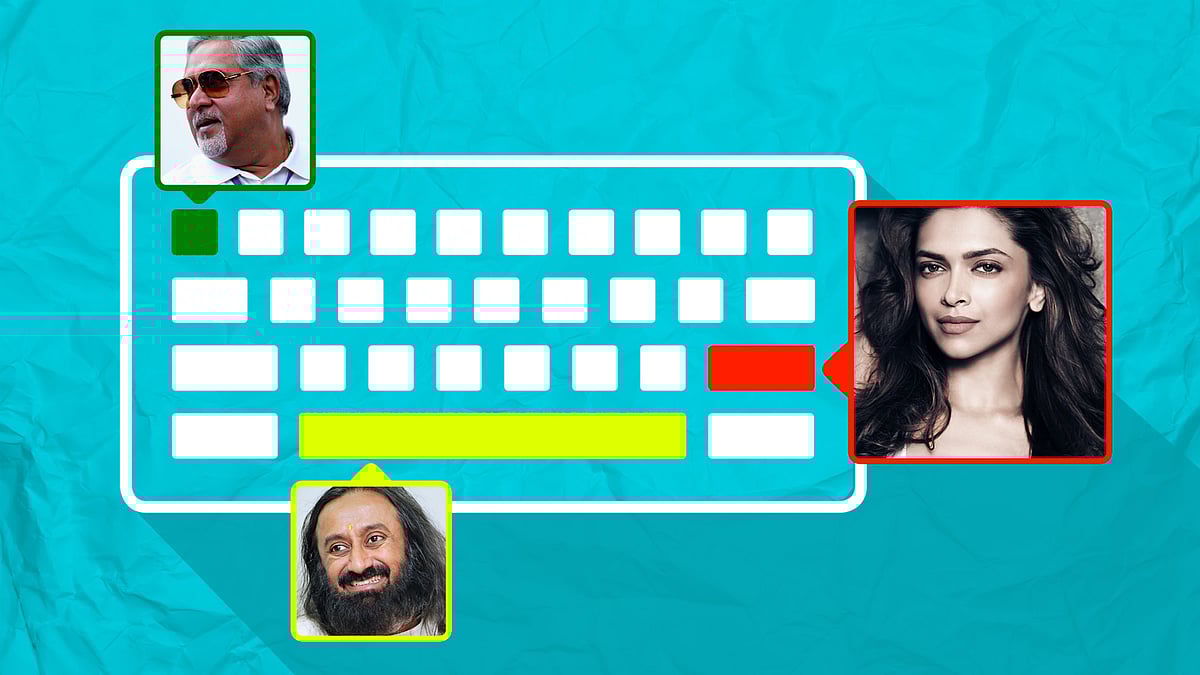  Vijay Mallya, Deepika Padukone and Sri Sri Ravi Shankar perfectly fit our keyboard. (Photo: The Quint)