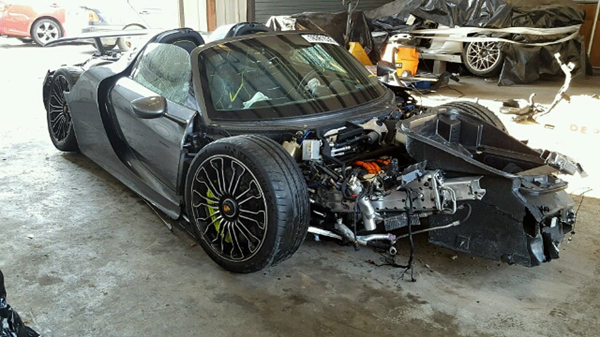 This used to be a Porsche 918 once. (Photo Courtesy: <a href="http://www.copart.com/us/Lot/16361536">Copart</a>)