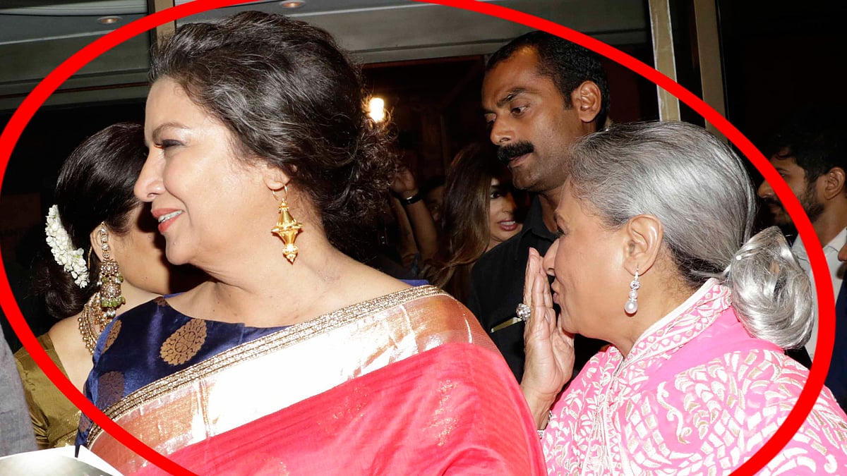 Rekha acknowledges Jaya Bachchan’s flying, hidden behind Shabana Azmi (Photo: Yogen Shah)