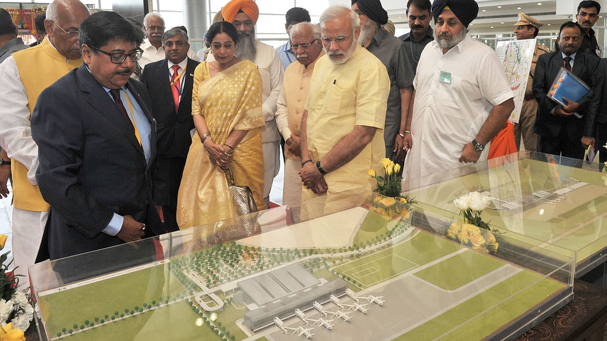  Prime Minister Narendra Modi at the inauguration of the New Civil Air Terminal, at Chandigarh airport, Punjab on 11 September  2015. (Photo: IANS)