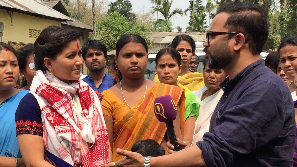 <b>The Quint</b> in conversation with Assamese actor and BJP candidate from Bardowa, Angurlata. (Photo: <b>The Quint</b>)