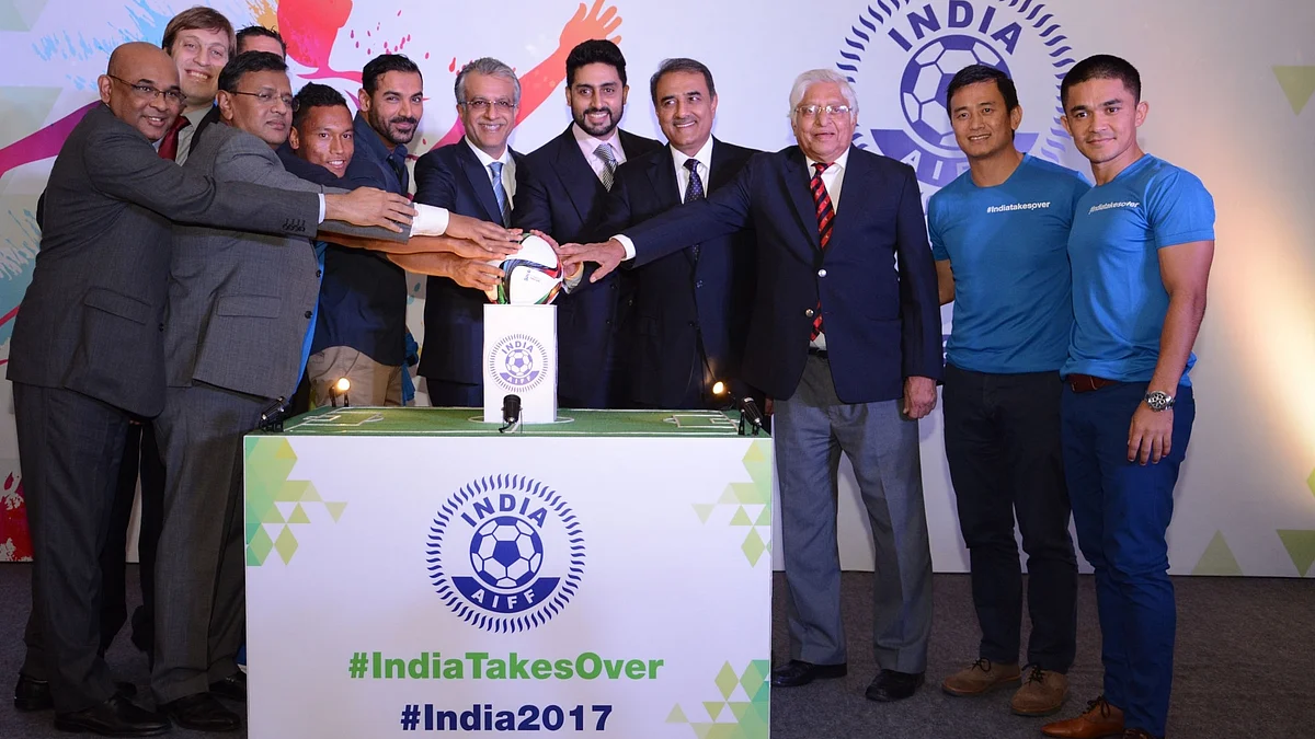 File photo of Praful Patel during the taking over ceremony of the U17 World Cup hosting rights. (Photo: IANS)