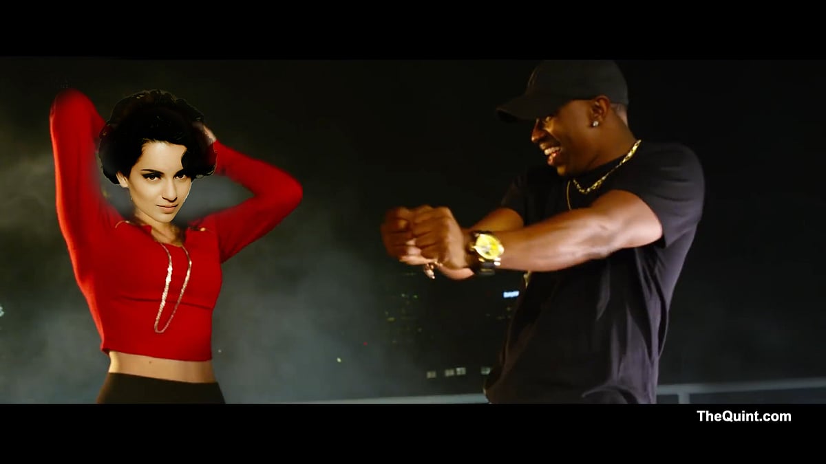 Kangana and DJ Bravo are shaking their leg to the Champion song. ( Photo: Altered by <b>The Quint</b>)