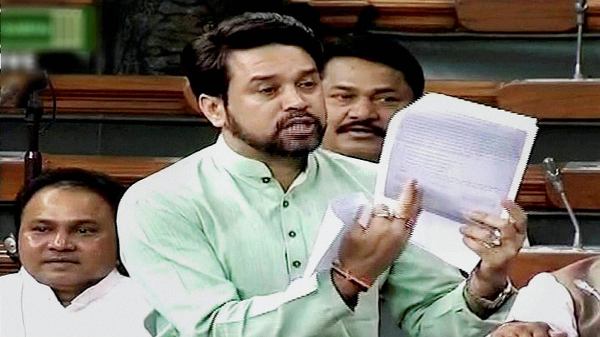 BJYM National President Anurag Thakur speaks in the Lok Sabha in New Delhi on Wednesday, 27 April 2016. (Photo: PTI)