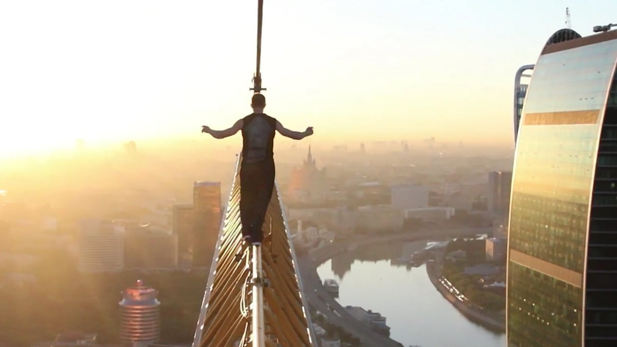 A still of the daredevil atop the crane. (Photo: AP Screengrab)