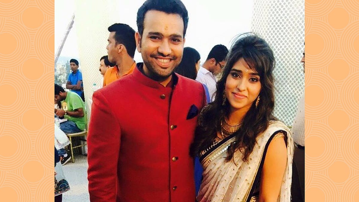 Rohit Sharma and his wife Ritika. (Photo Courtesy: Rohit Sharma’s Facebook <a href="https://www.facebook.com/RohitSharmaOfficialPage/photos/pb.226520244049765.-2207520000.1463631145./864433866925063/?type=3&amp;theater">page</a>)