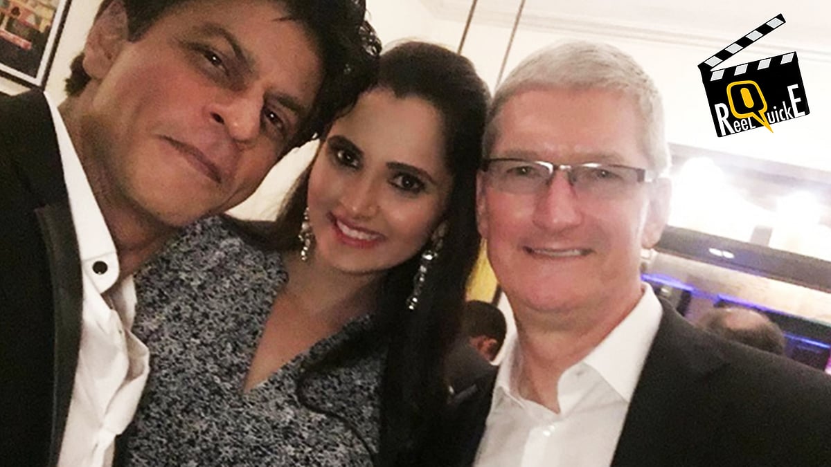  Shah Rukh Khan poses with Sania Mirza and Apple CEO Tim Cook (Photo: Twitter/<a href="https://twitter.com/MirzaSania">@MirzaSania</a>)