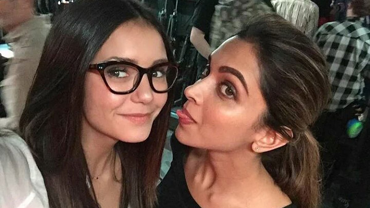 Deepika Padukone with co-star Nina Dobrev on the sets of <i>xXx: The Return of Xander Cage </i>(Photo courtesy: Twitter)