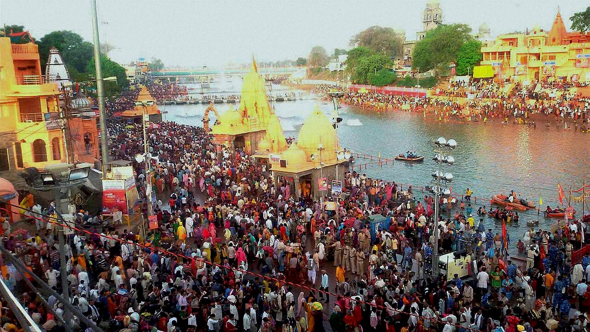 Ramghat has been decked up for the holy dip where the sadhus since predawn to 12 noon will take Royal dip. (Photo: PTI)