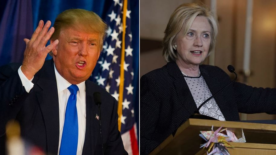 Republican front runner Donald Trump and Democratic front runner Hillary Clinton. (Photo: Reuters/AP/Altered by <b>The Quint</b>)