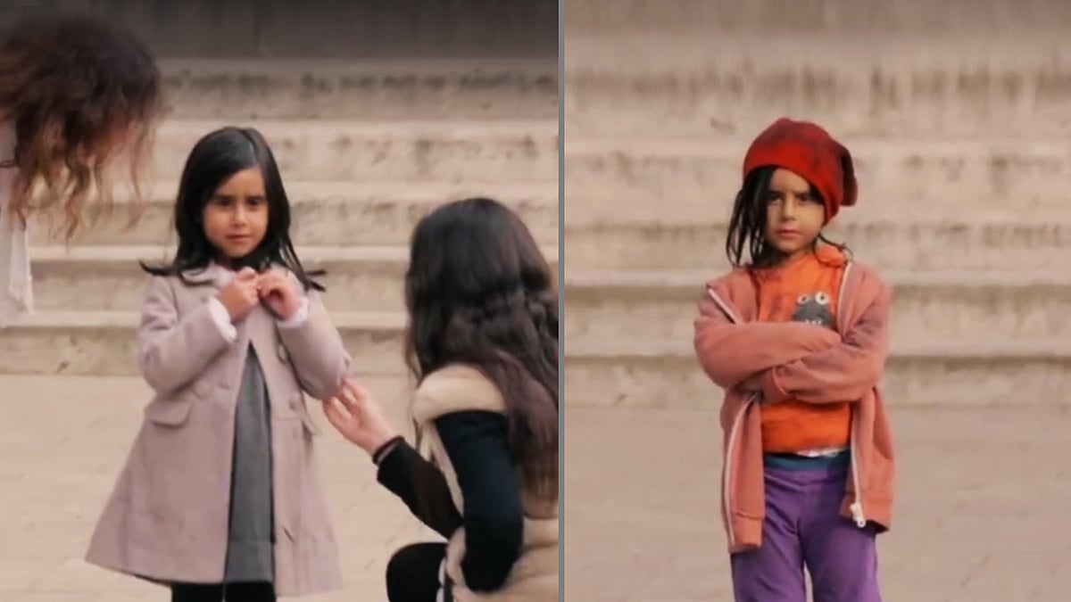 Anano, child actor from UNICEF’s social experiment in two different situations. (Photo Courtesy: UNICEF video screengrab)