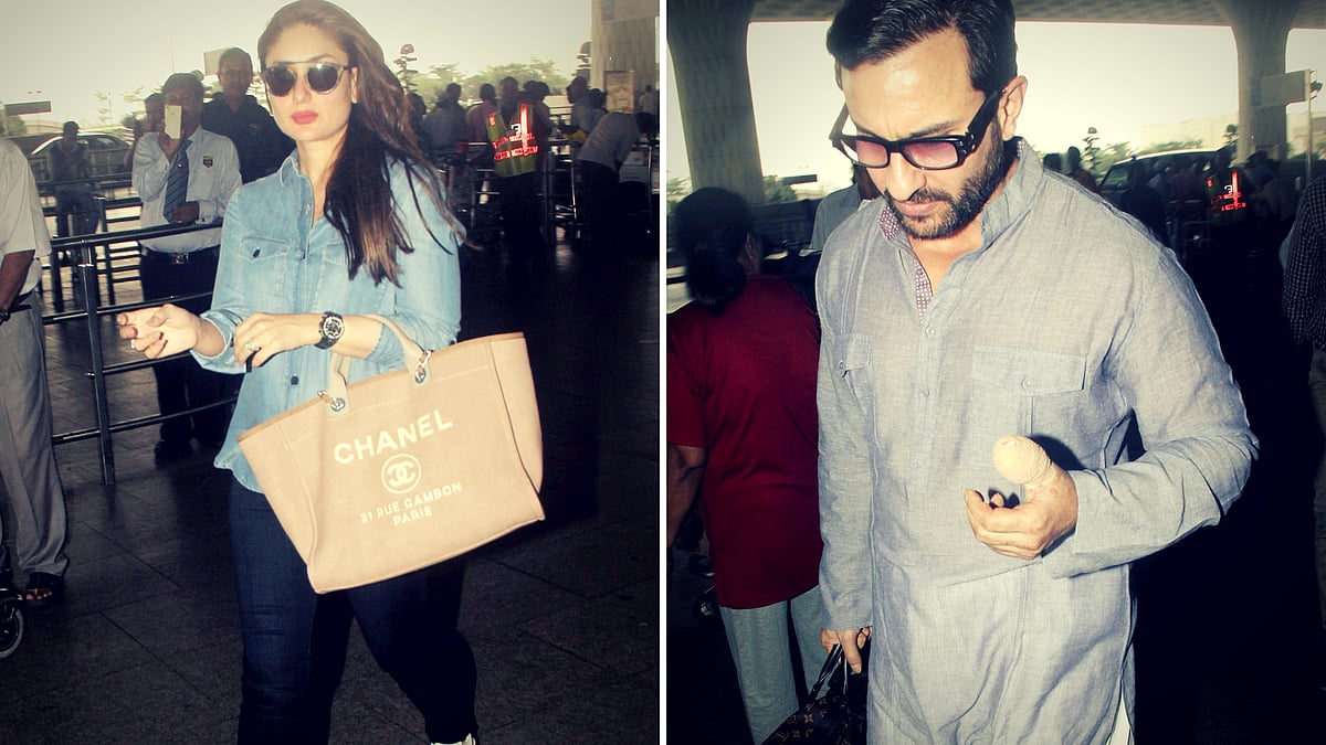 Saif Ali Khan and Kareena Kapoor Khan spotted at Mumbai airport. (Photo: Yogen Shah)