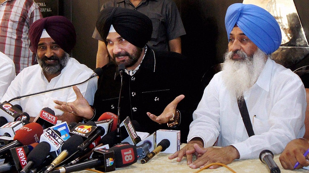 Navjot Simgh Sidhu at the launch of Awaaz-e-Punjab. (Photo: PTI)