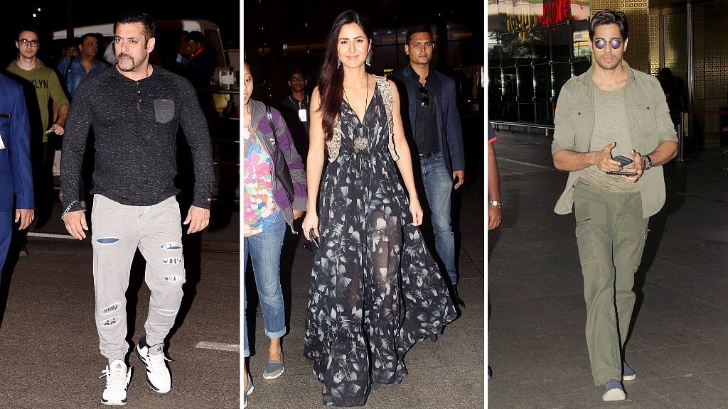 Salman Khan, Katrina Kaif and Sidharth Malhotra at the airport. (Photo: Yogen Shah)