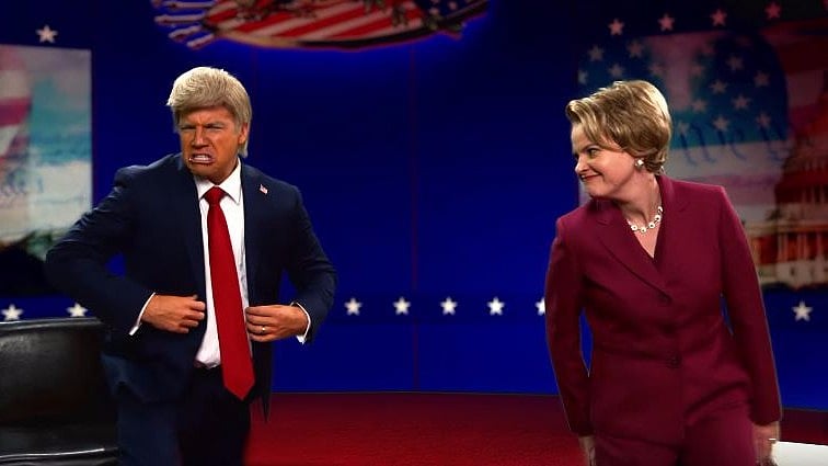A screenshot from the ‘Donald Trump-Hillary Clinton’ Epic Rap Battle. (Photo: <a href="https://www.youtube.com/watch?v=Kbryz0mxuMY">Youtube </a>screenshot)