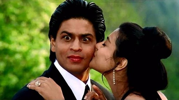  What’s Shah Rukh thinking as Kajol kisses him in <i>DDLJ</i>? Perfect theme for a meme! &nbsp;