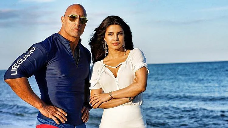 Priyanka Chopra with Dwayne Johnson in <i>Baywatch</i>. (Photo Courtesy: Instagram)