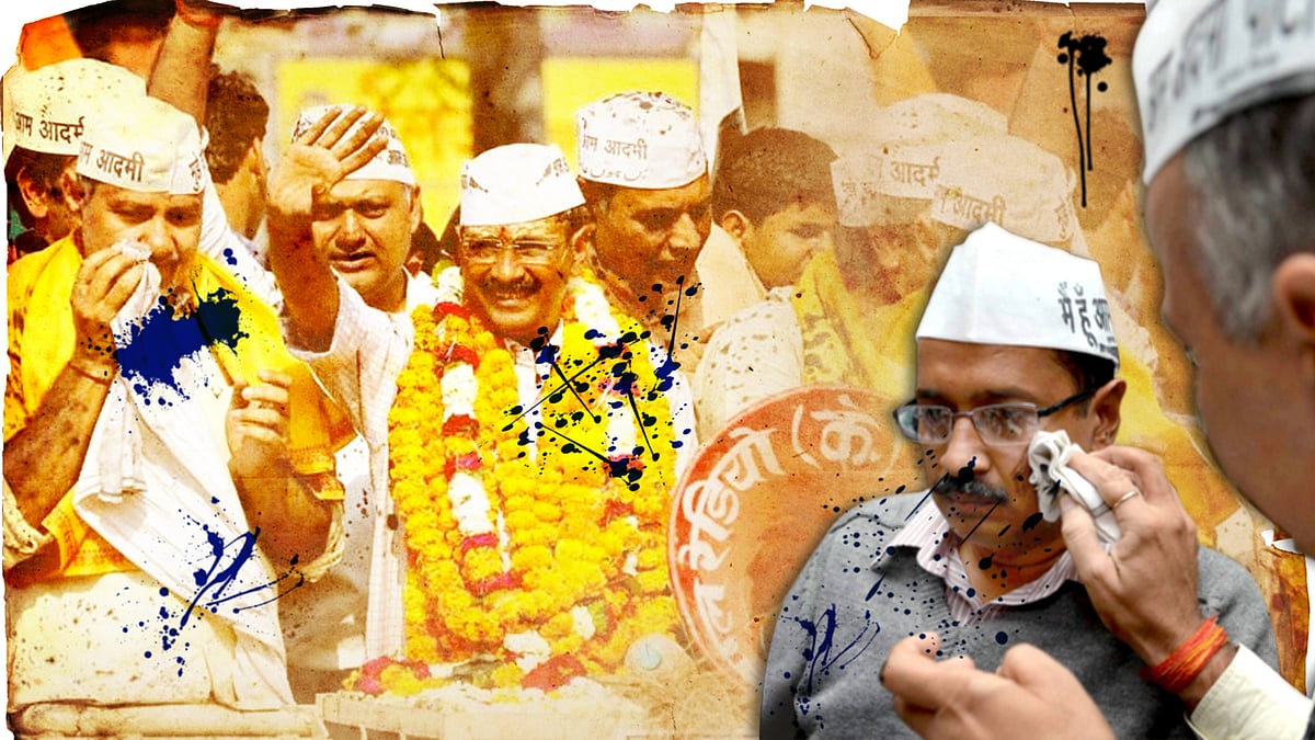 AAP Chief Arvind Kejriwal has often found himself at the receiving end of attacks where ink, eggs and slippers were hurled at him. (Photo: <b>The Quint</b>)