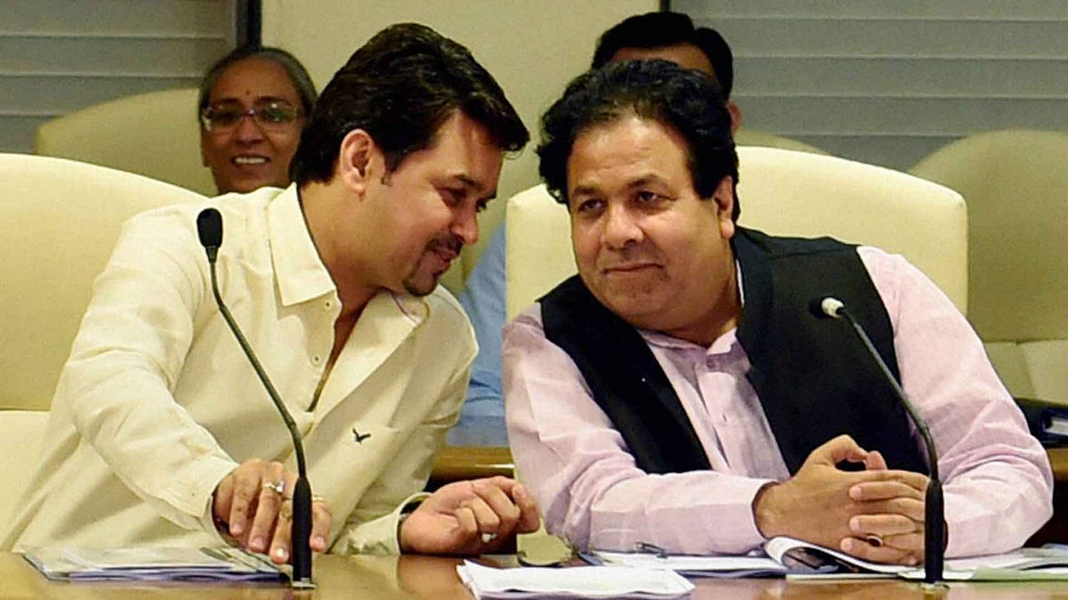 BCCI President Anurag Thakur and IPL Chairman Rajeev Shukla at a press meet. (Photo: PTI)