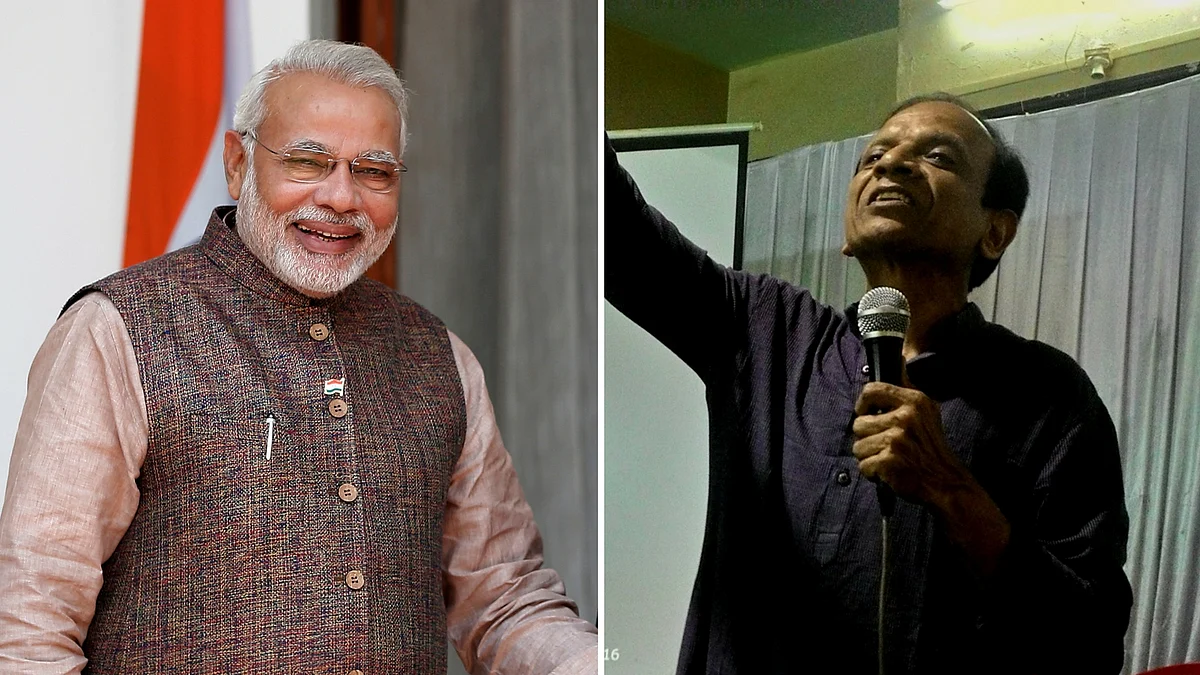 

Narendra Modi and economist Anil Bokil. (Photo: <b>The Quint</b>)